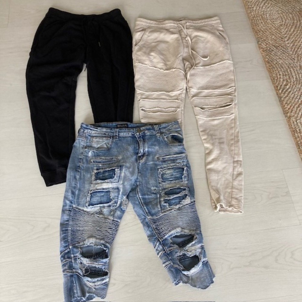 Lot of 3 Sweats Jogger Shorts Pac Sun Weatherproof , Black Prem